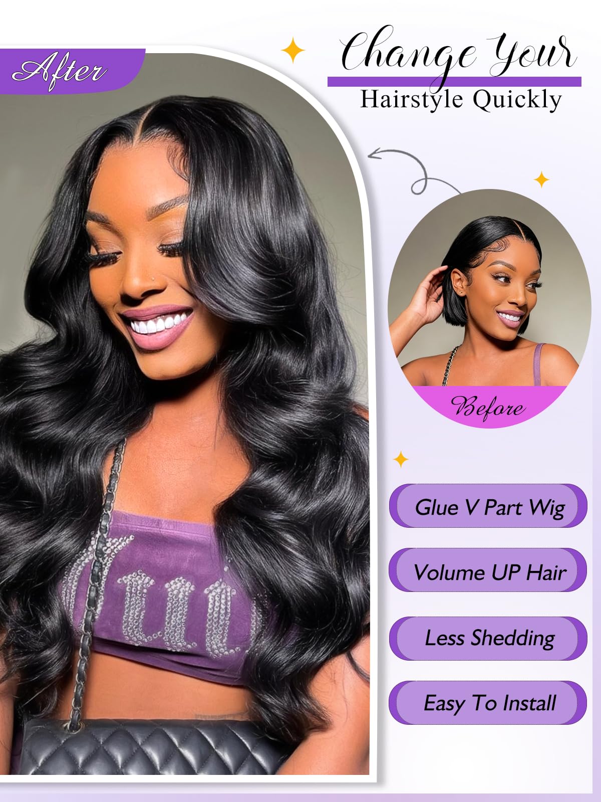 Tahikie V Part Wig seamless V-line edge for realistic scalp look