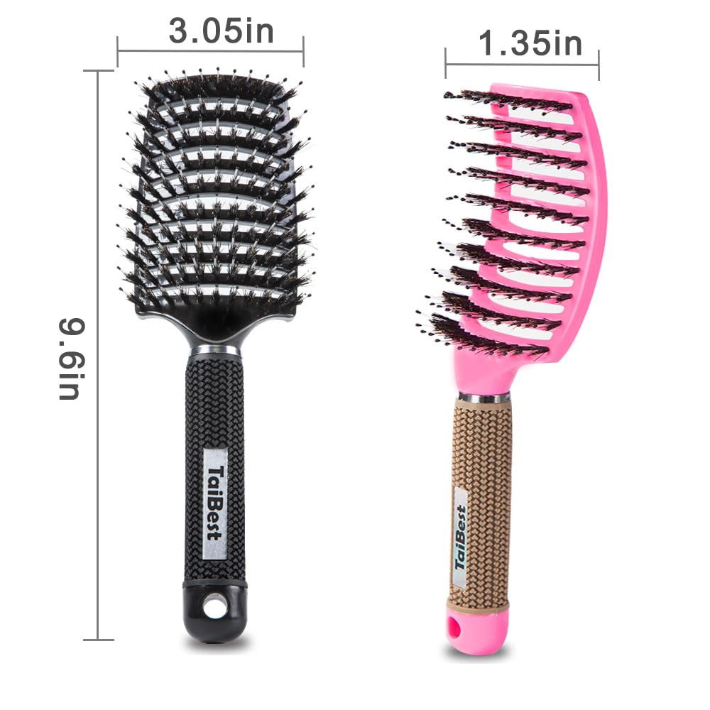 TaiBest boar bristle brush storage magnet end closeup tidy storage.