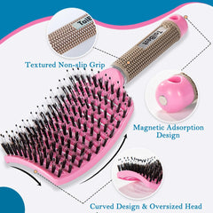 TaiBest boar bristle brush vented design closeup speeds drying during styling.