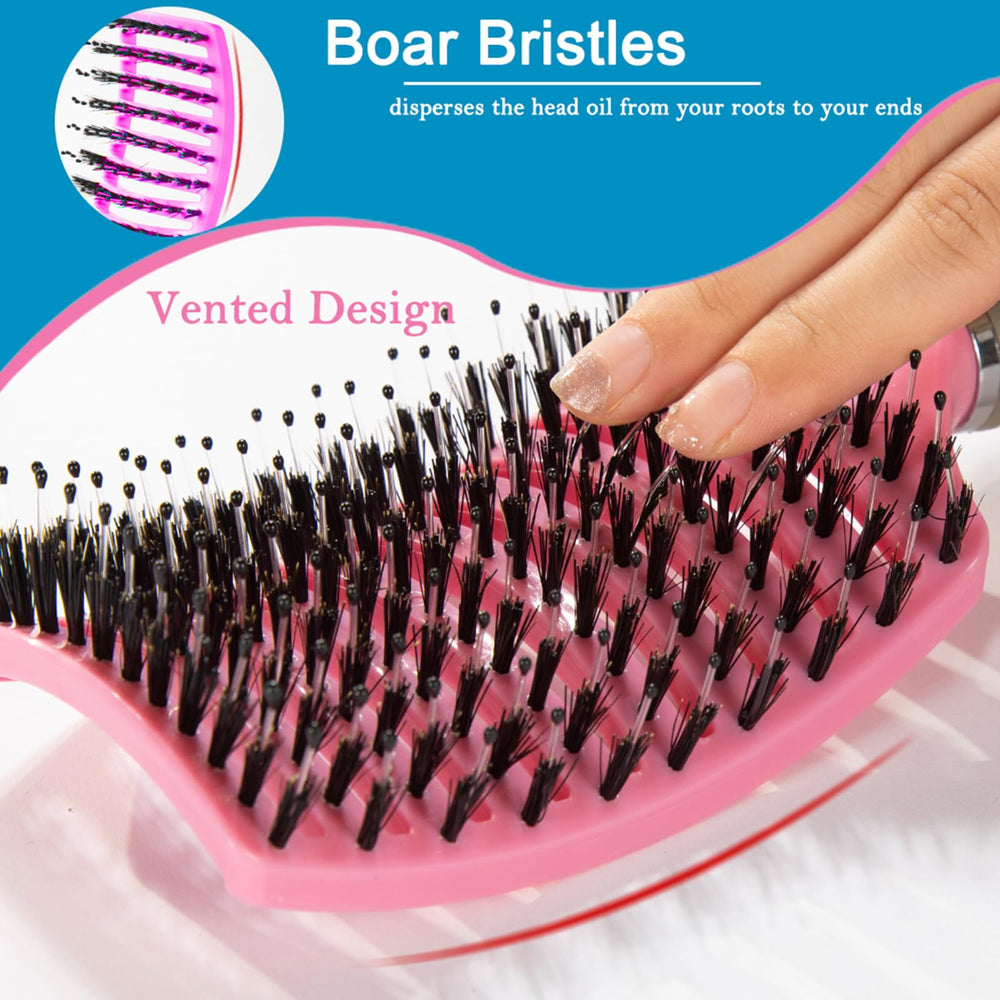 TaiBest detangler brush curved head design highlights scalp contact for smoothing