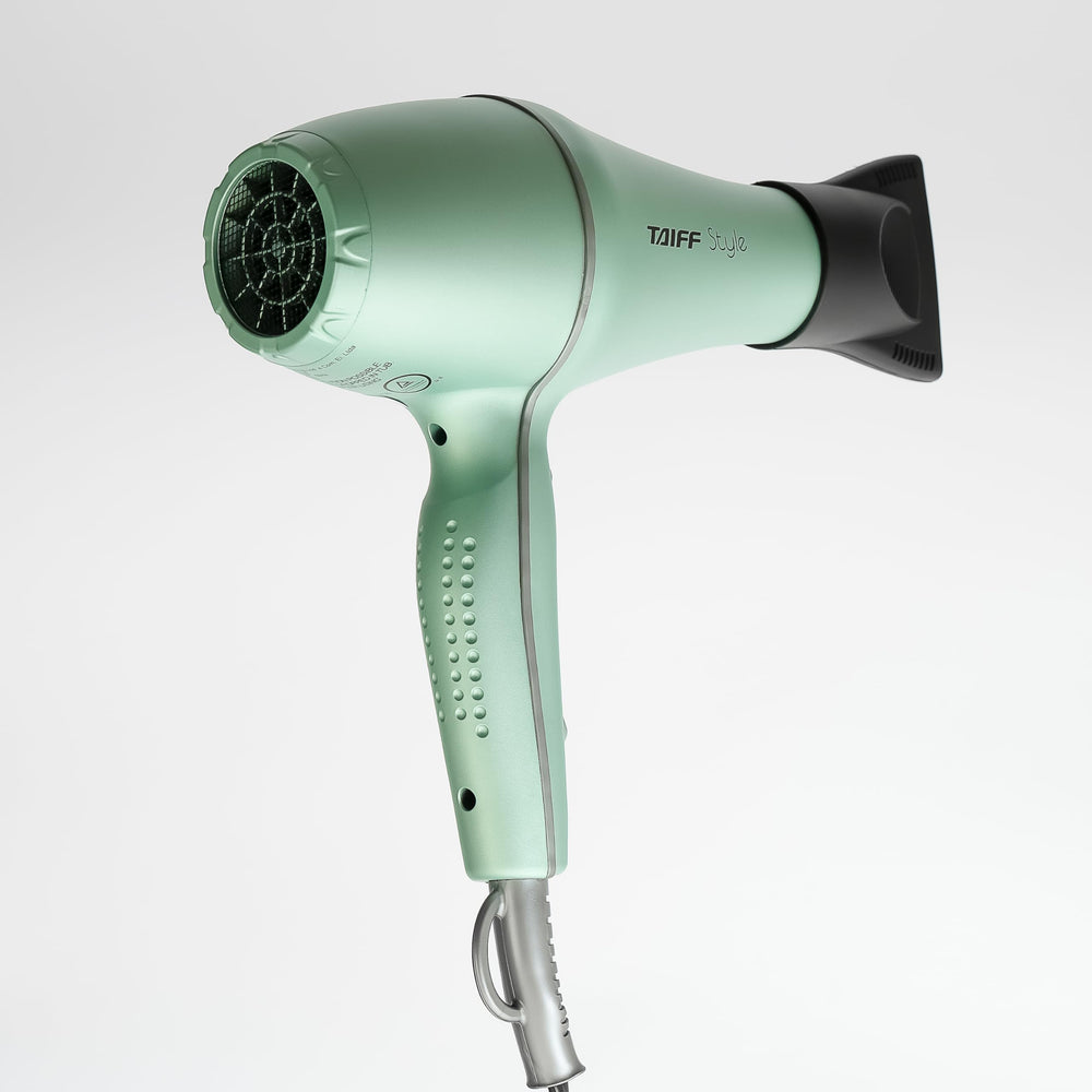Taiff Style Hair Dryer diffuser attachment evenly enhances curls for defined waves.