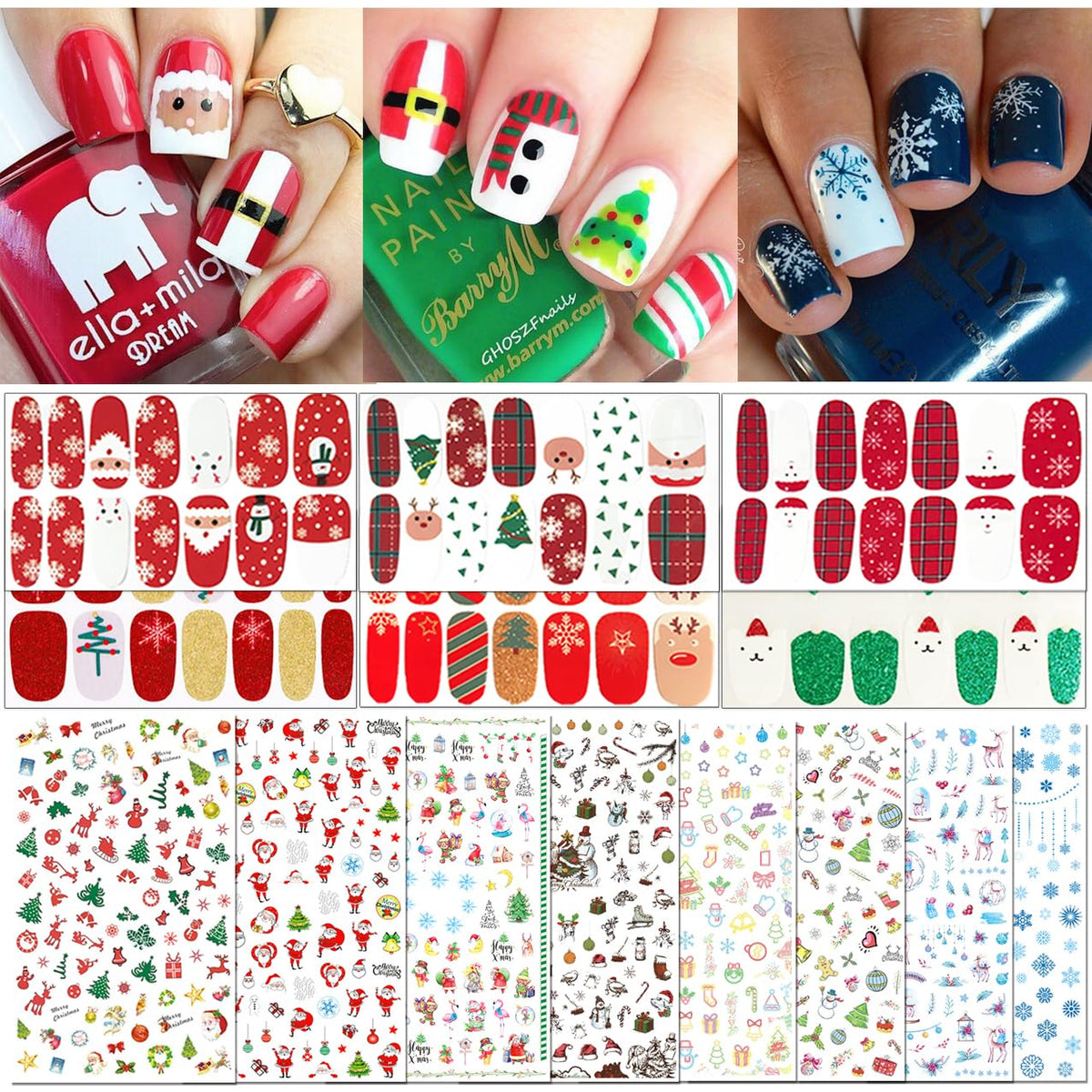 TailaiMei Christmas nail stickers full wrap pack cover for a bold manicure