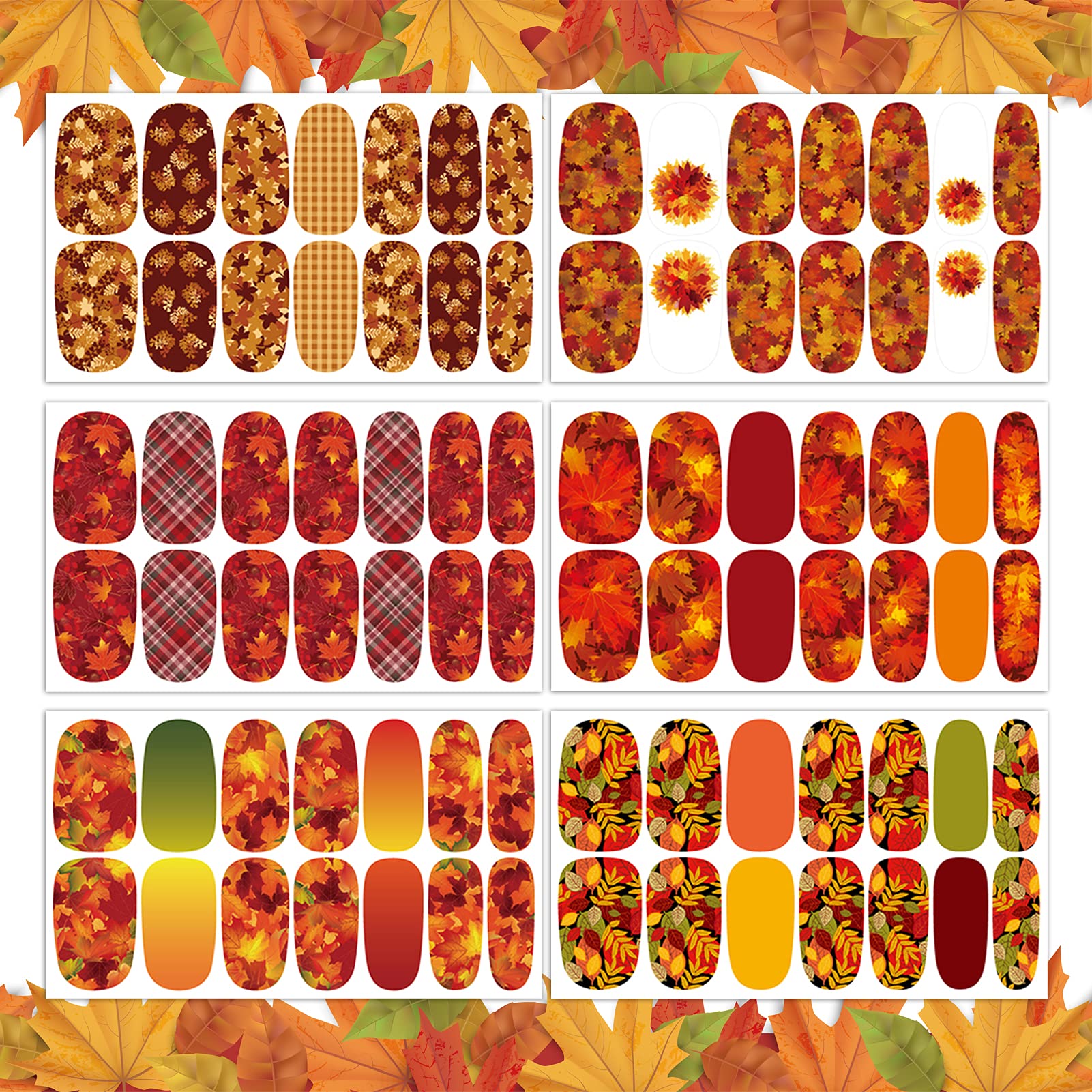 TailaiMei fall grid pattern wraps for chic autumn nails