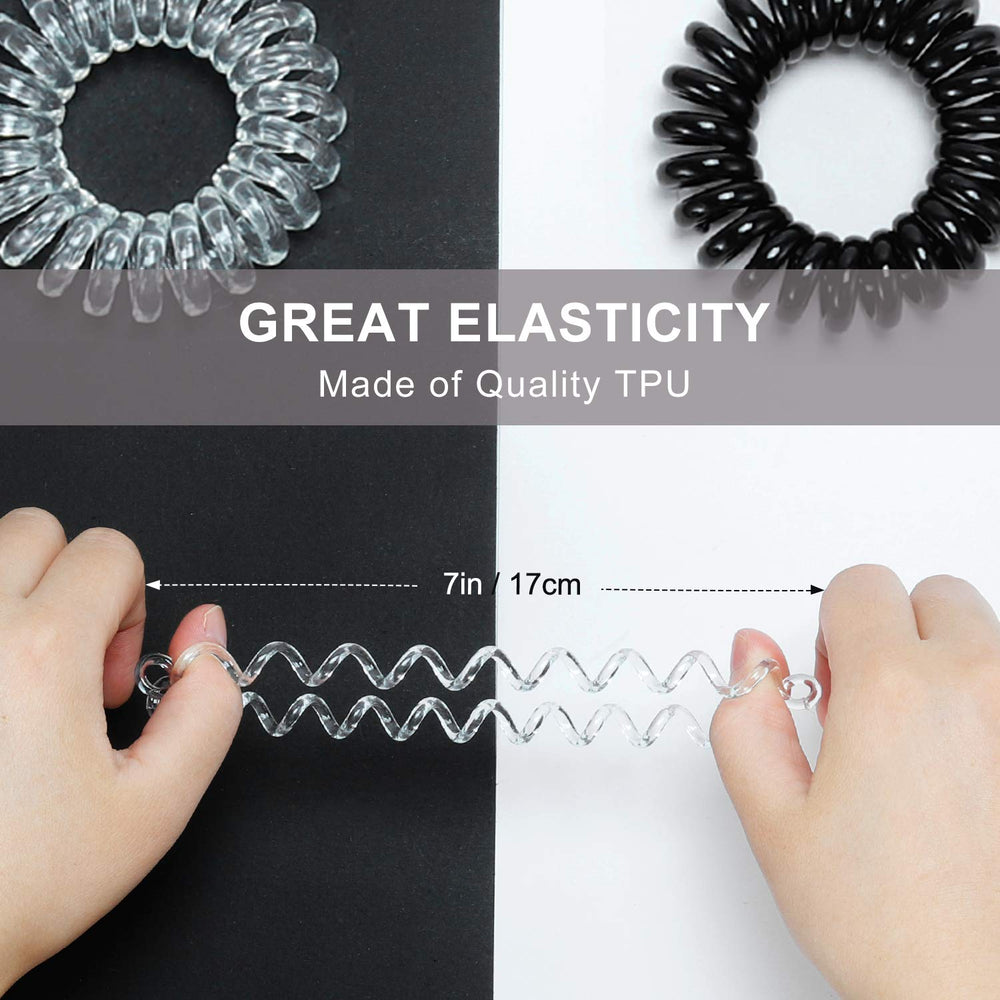 TailaiMei coil hair tie close-up demonstrates flexible spiral for thick or long hair protection.