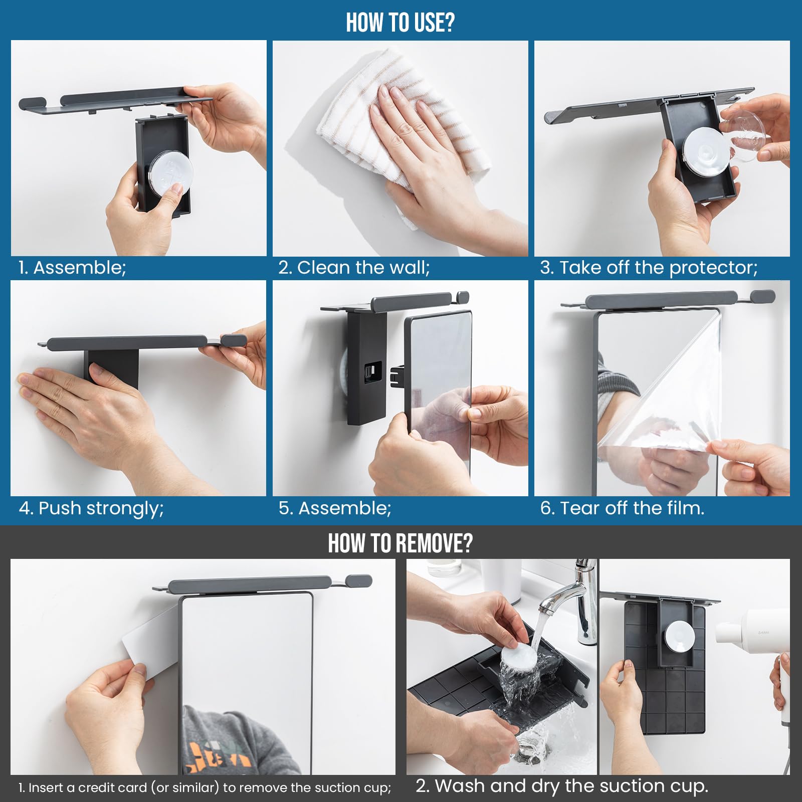 TAILI removable suction mount repositions easily without residue after decorating or reorganizing.