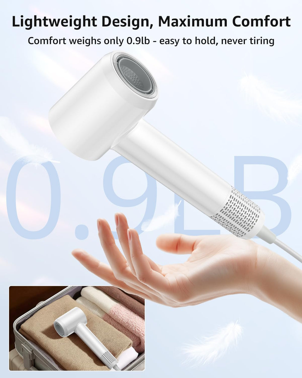 Tailulu HF03 magnetic nozzle concentrates airflow for precise styling.