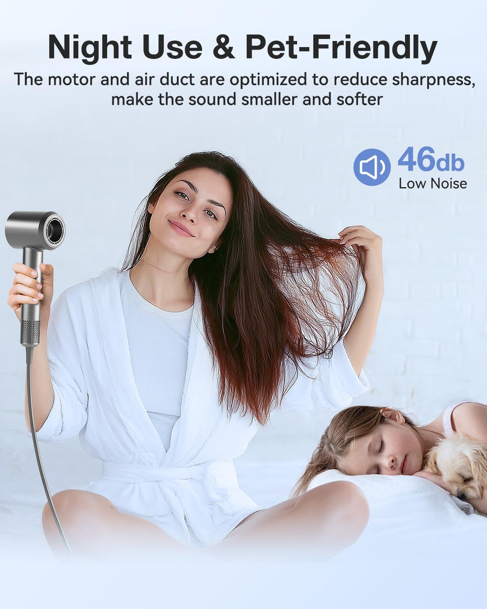 Tailulu P2306F Grey hair dryer includes safety-enabled ALCI plug.