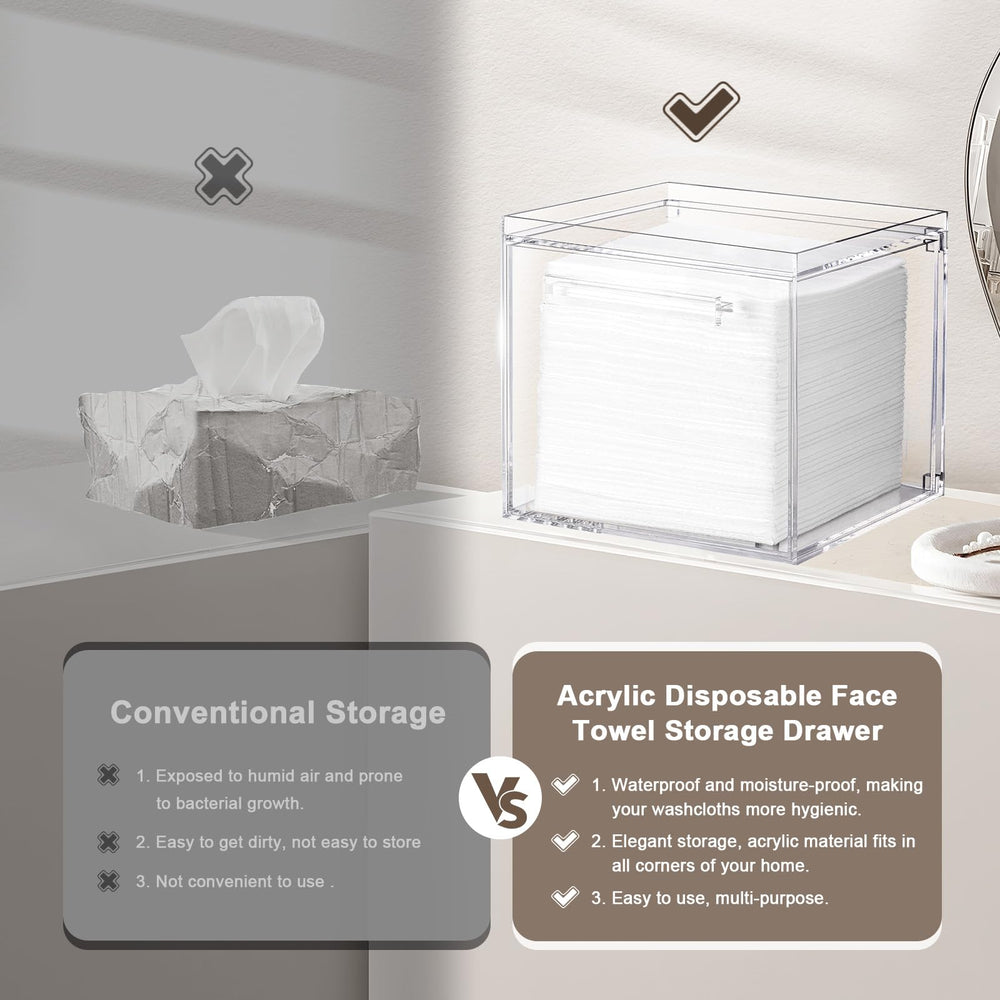TAINESS acrylic wall-mounted towel storage drawer keeps towels clean and within reach.