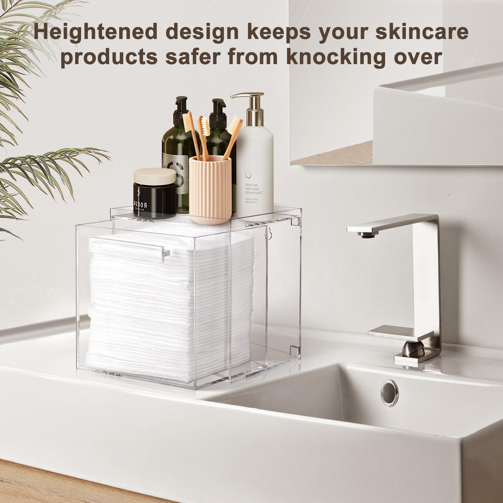 TAINESS clear acrylic box dust-proof keeps disposable towels dry between uses.