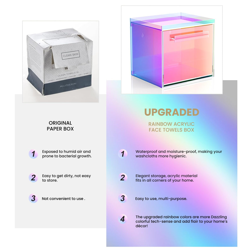 TAINESS Rainbow disposable towels box with drawer open shows organized storage and easy refills.