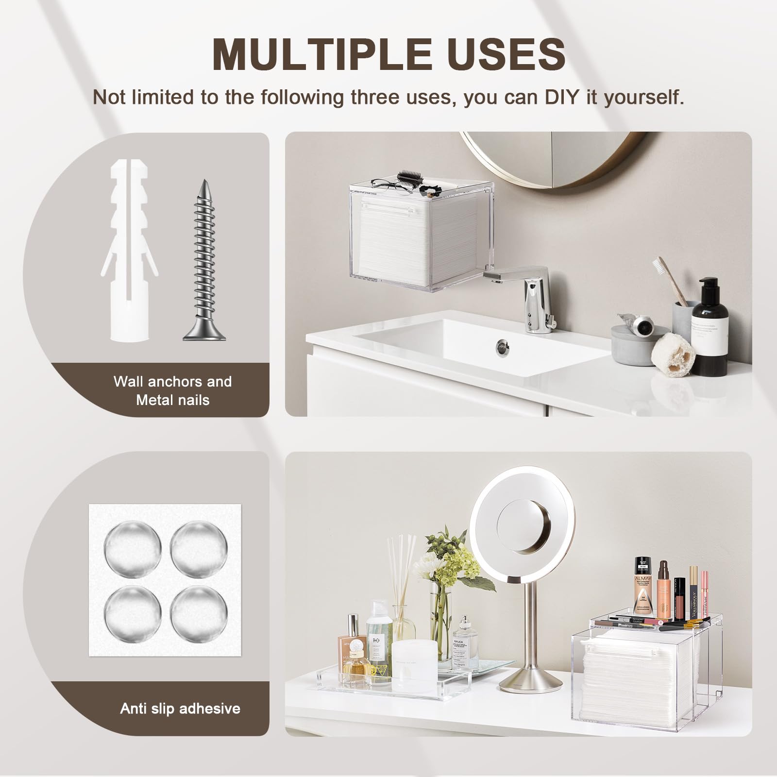 TAINESS top-view storage for toiletries compact space-saving solution on bathroom counter.