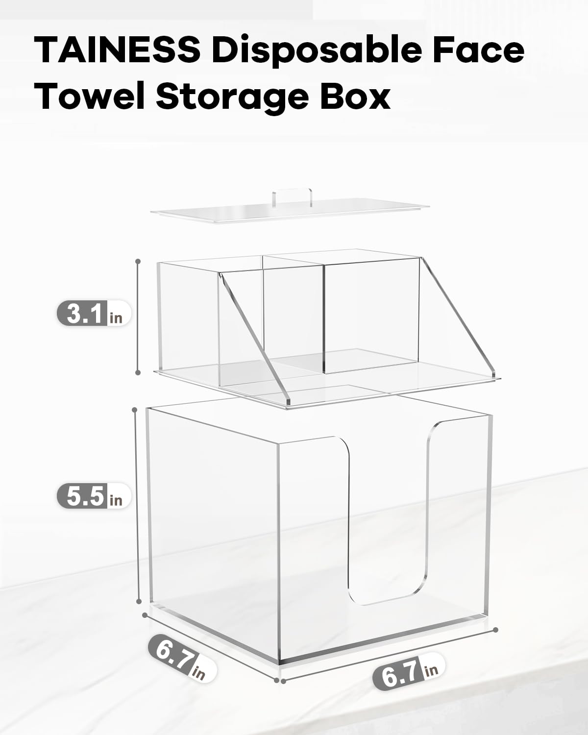 TAINESS waterproof design keeps bathroom items dry in a sleek clear case