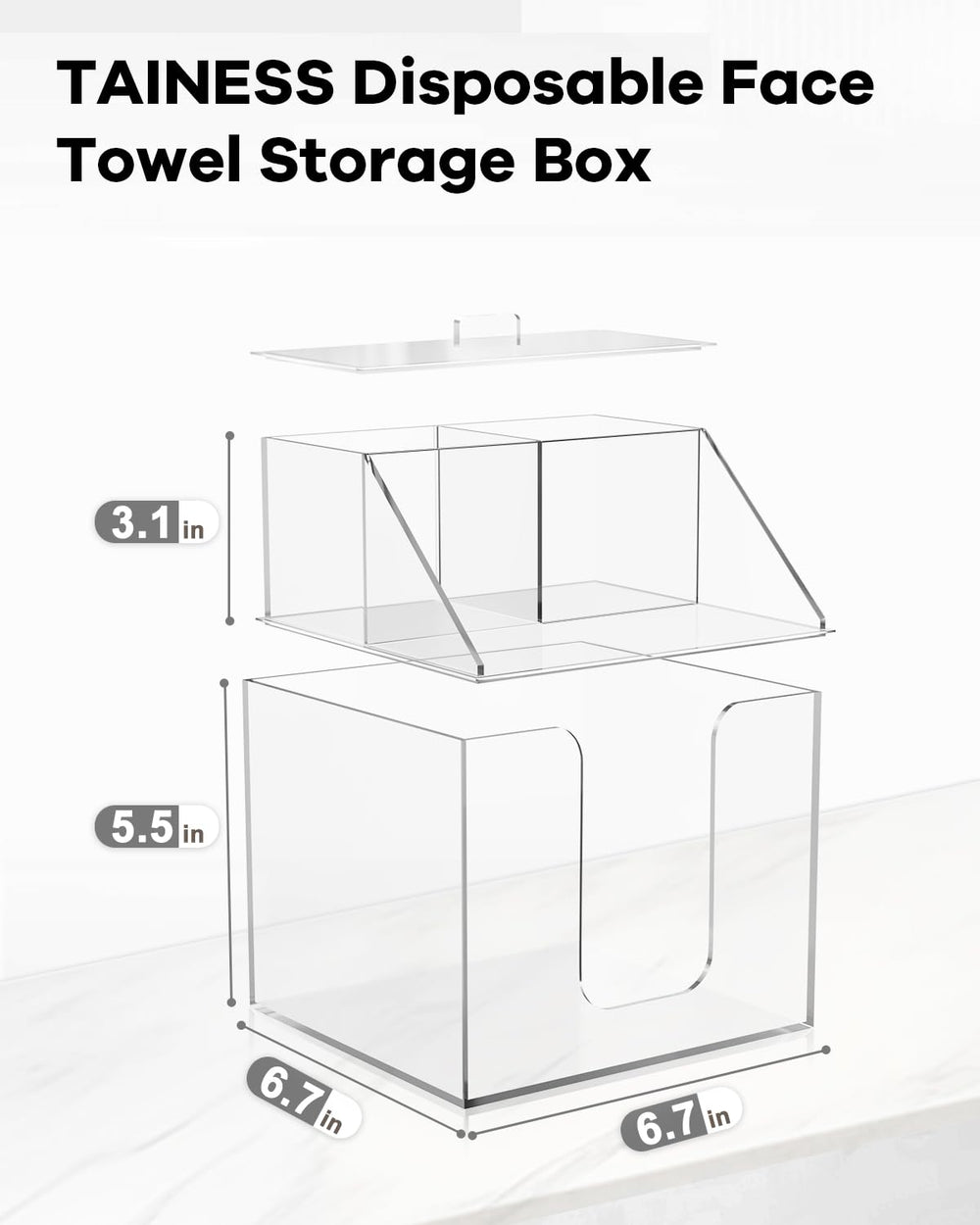 TAINESS waterproof design keeps bathroom items dry in a sleek clear case