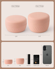 TakeToday 2oz silicone bottle filled with lotion ready for quick refills.
