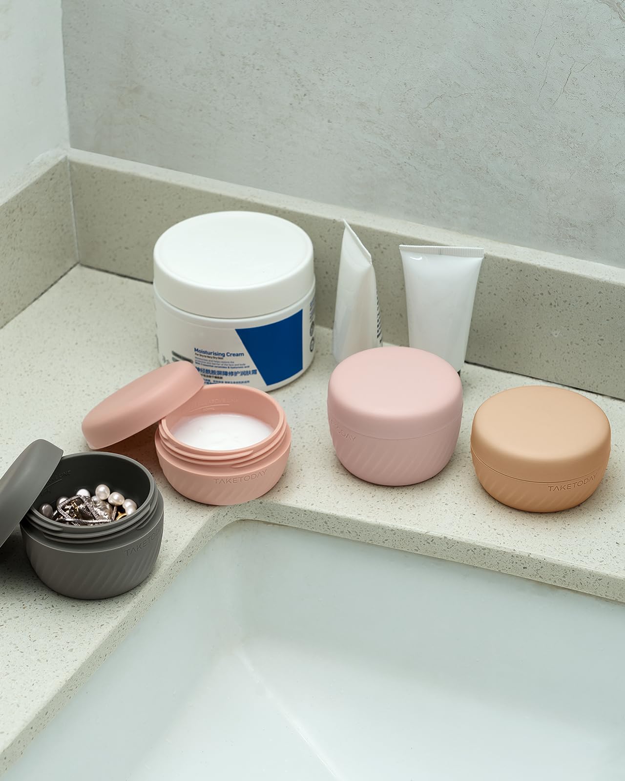 TakeToday apricot and grey Morandi colors add style to travel essentials.