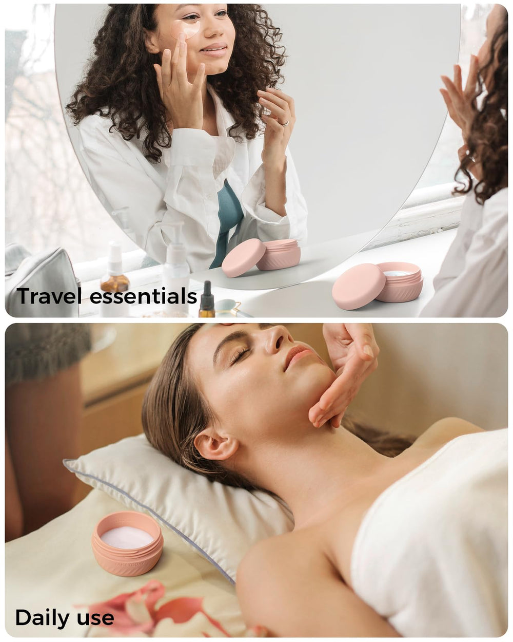 TakeToday BPA-free silicone travel jar safe for skincare and medications.