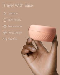 TakeToday travel containers leak-proof seal close-up demonstrates secure closure during transit.