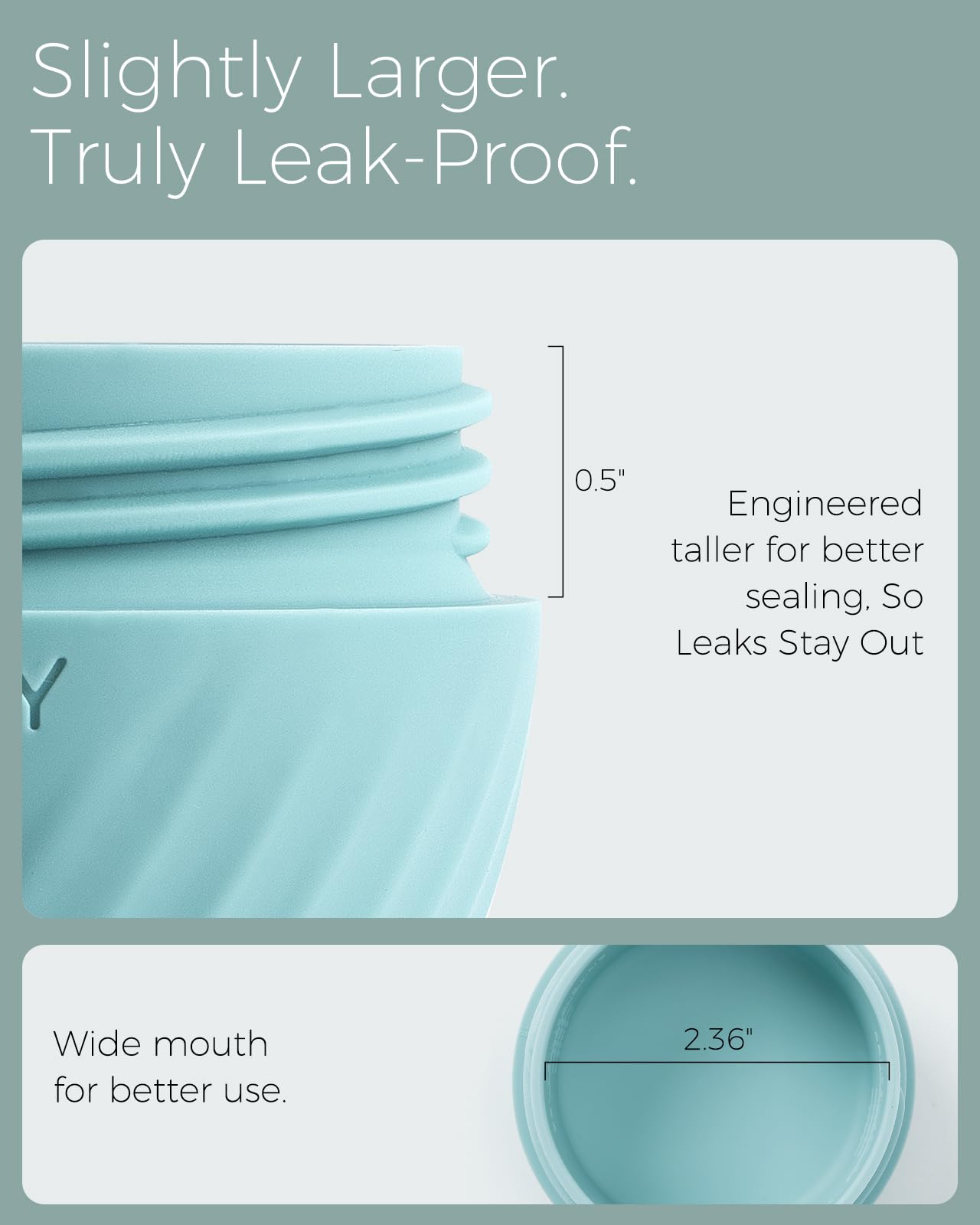 TakeToday wide-mouth silicone container for easy filling and cleaning.