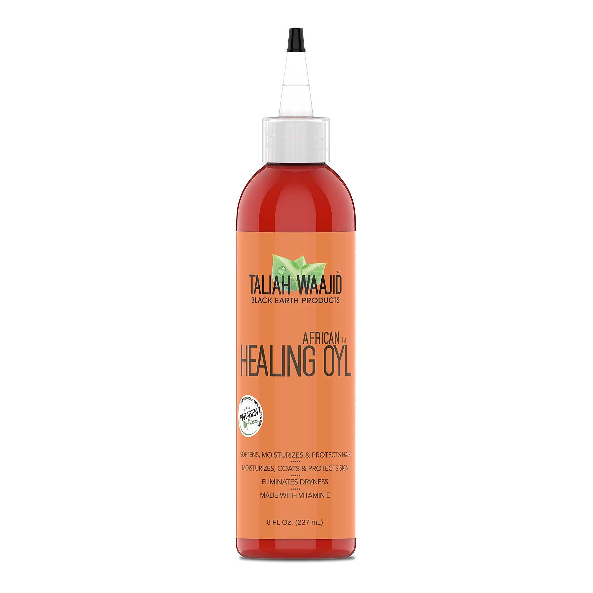 Taliah Waajid African Healing Oyl label detail highlights ingredients and usage ideas.