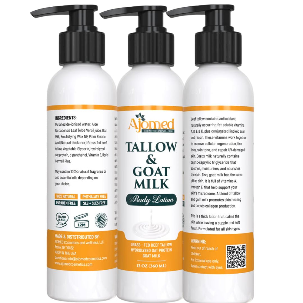 Tallow & Goat Milk lotion texture highlights rich moisture without heaviness.