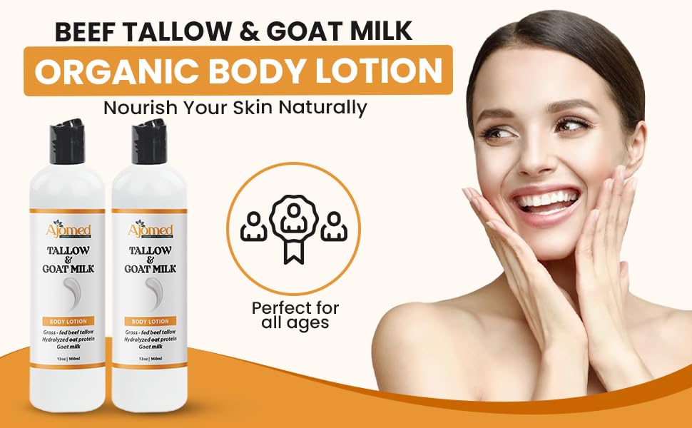 Tallow & Goat Milk lotion on elbow shows targeted hydration for rough patches.