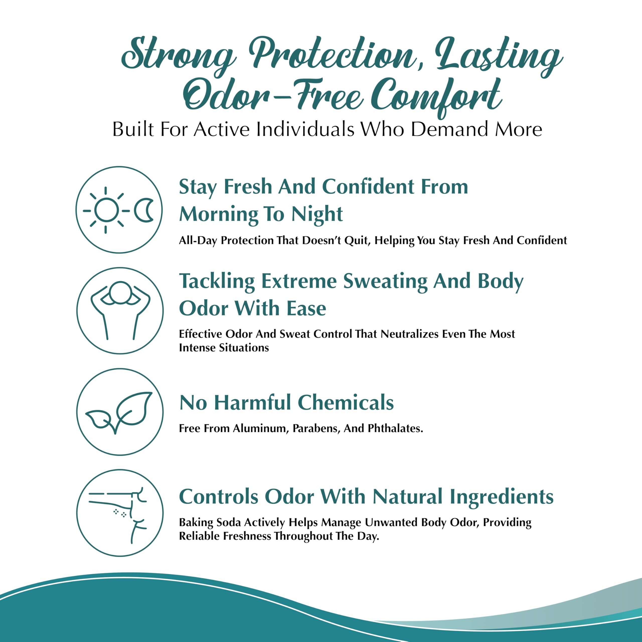 Icon highlighting aluminum-free formula and odor protection by Tallowbourn