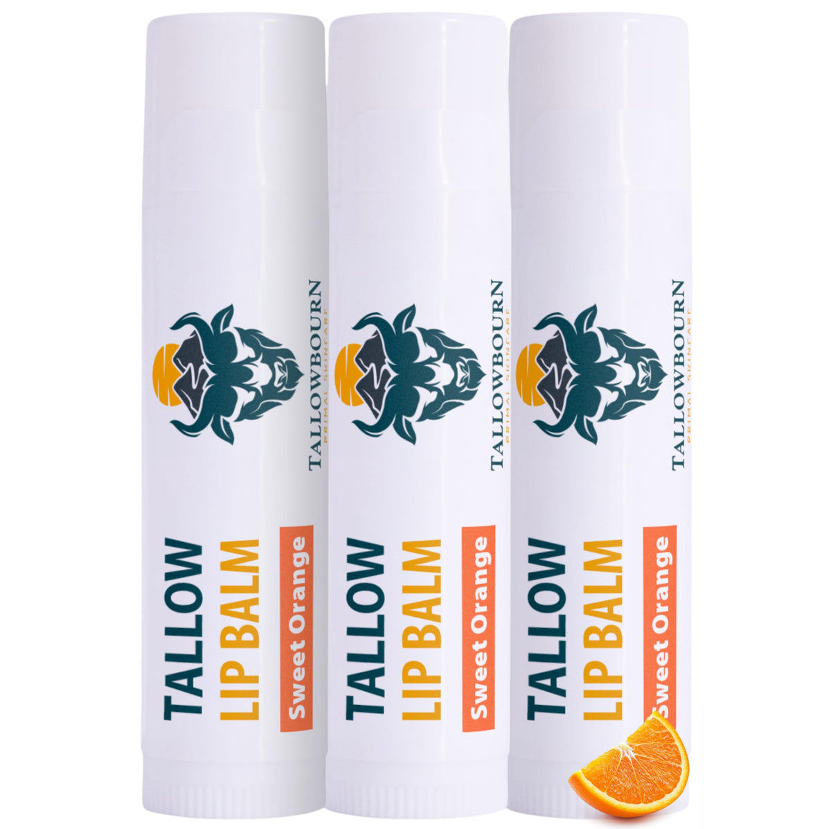 Tallowbourn grass-fed lip balm packshot highlights natural ingredients for daily hydration
