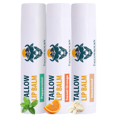 Tallowbourn orange lip balm application delivers bright hydration for everyday lip care.