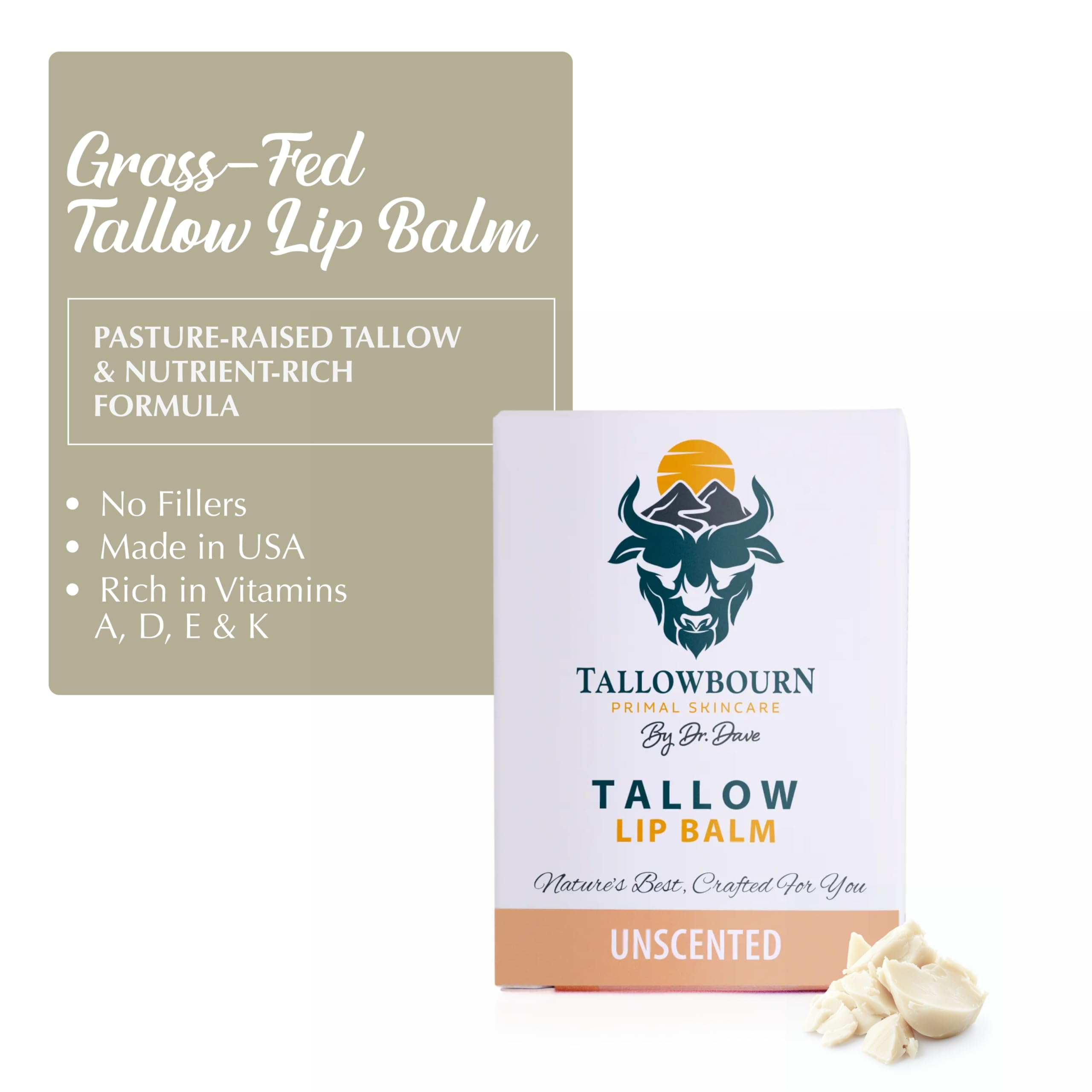 Tallowbourn lip balm with organic coconut oil delivers gentle hydration for dry lips