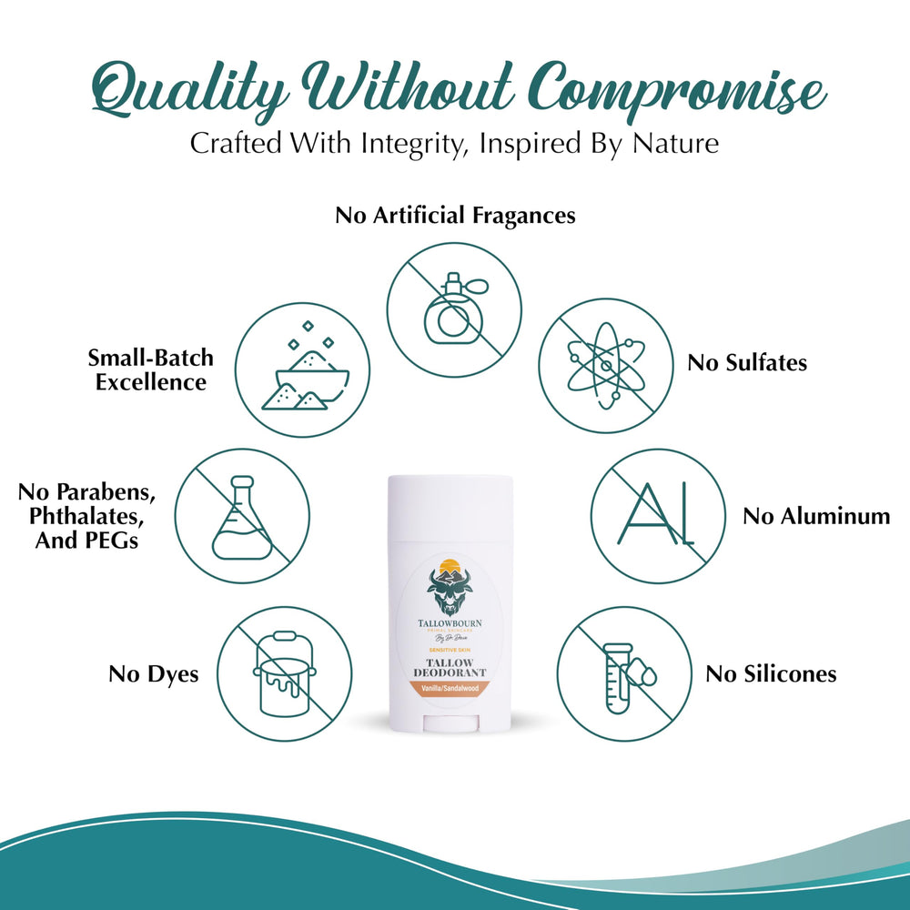 Tallowbourn Tallow Deodorant packaging emphasizes clean, sustainable design.