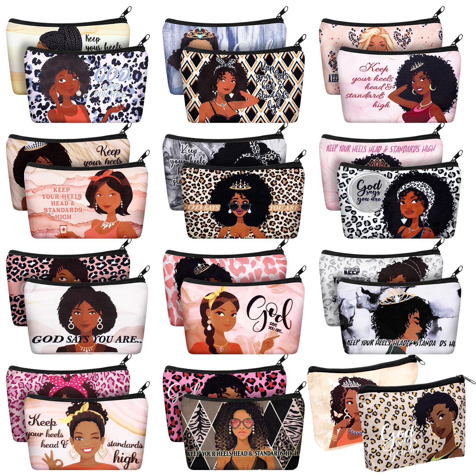 Talltalk 24pc makeup bags pack showcases compact canvas storage for travel organization.