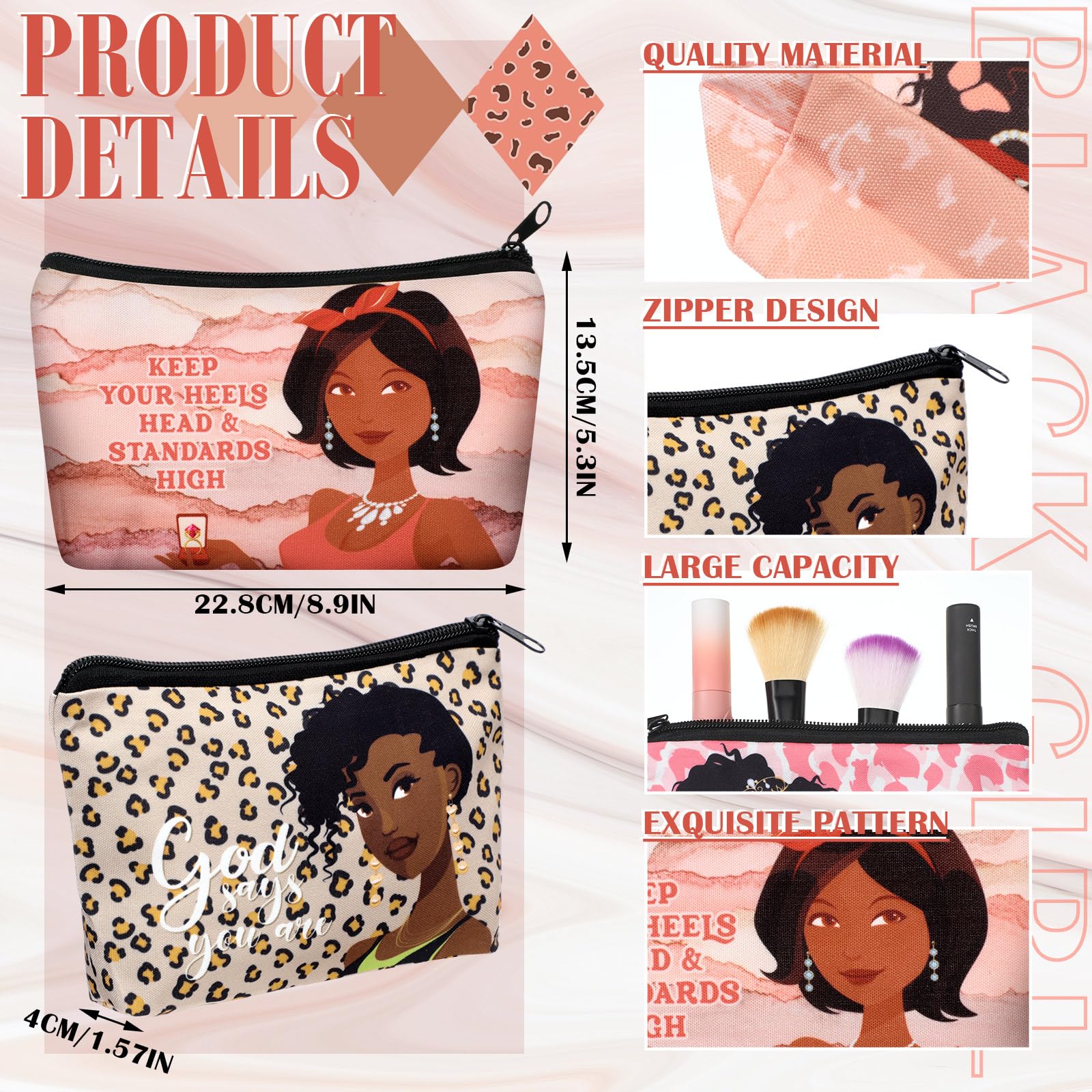 Talltalk African American women pattern pouch with bright prints expresses personal style for on-the-go.