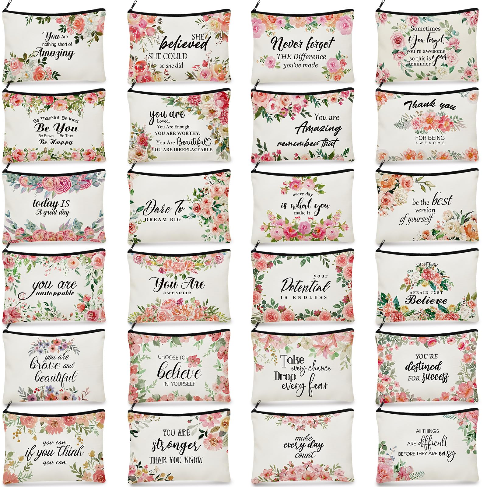Talltalk pink flower makeup bag collection with vibrant floral print for travel organization