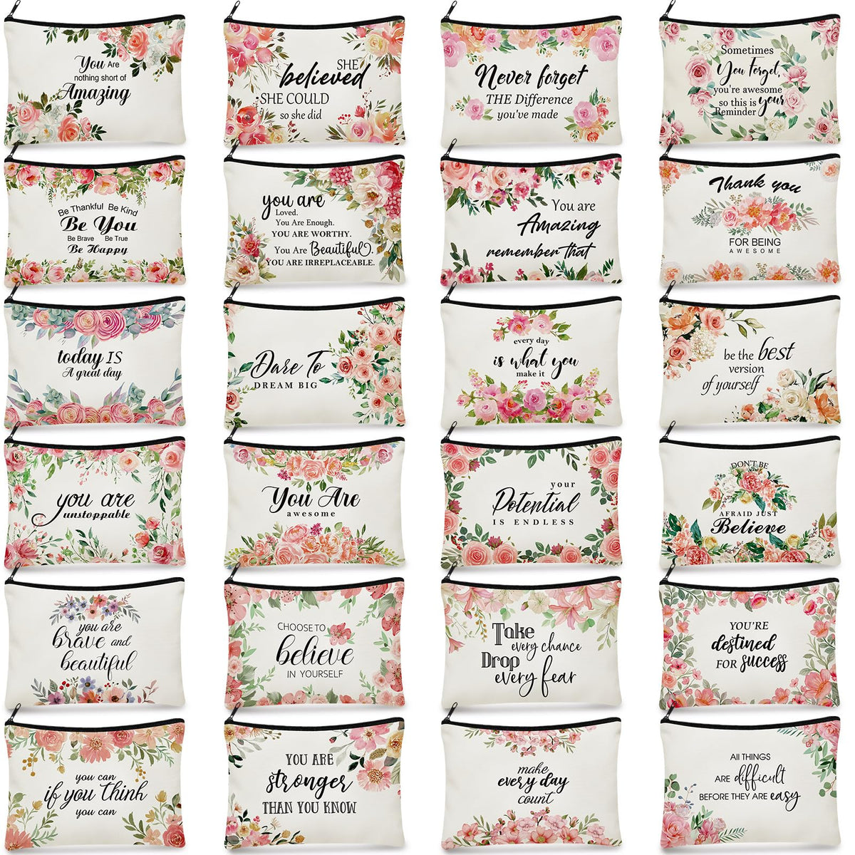 Talltalk pink flower makeup bag collection with vibrant floral print for travel organization
