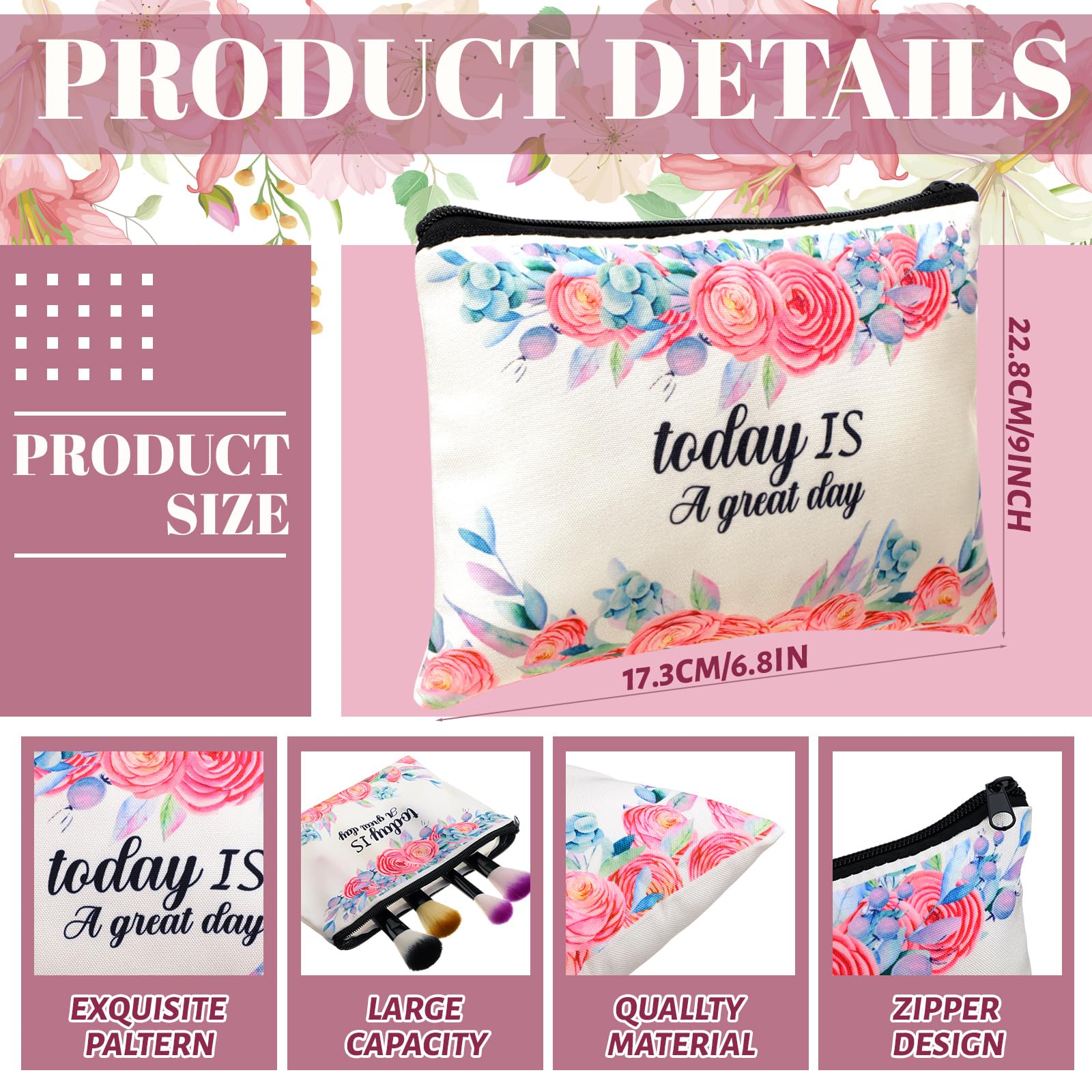 Talltalk pink flower design bag ideal for cosmetics and small essentials