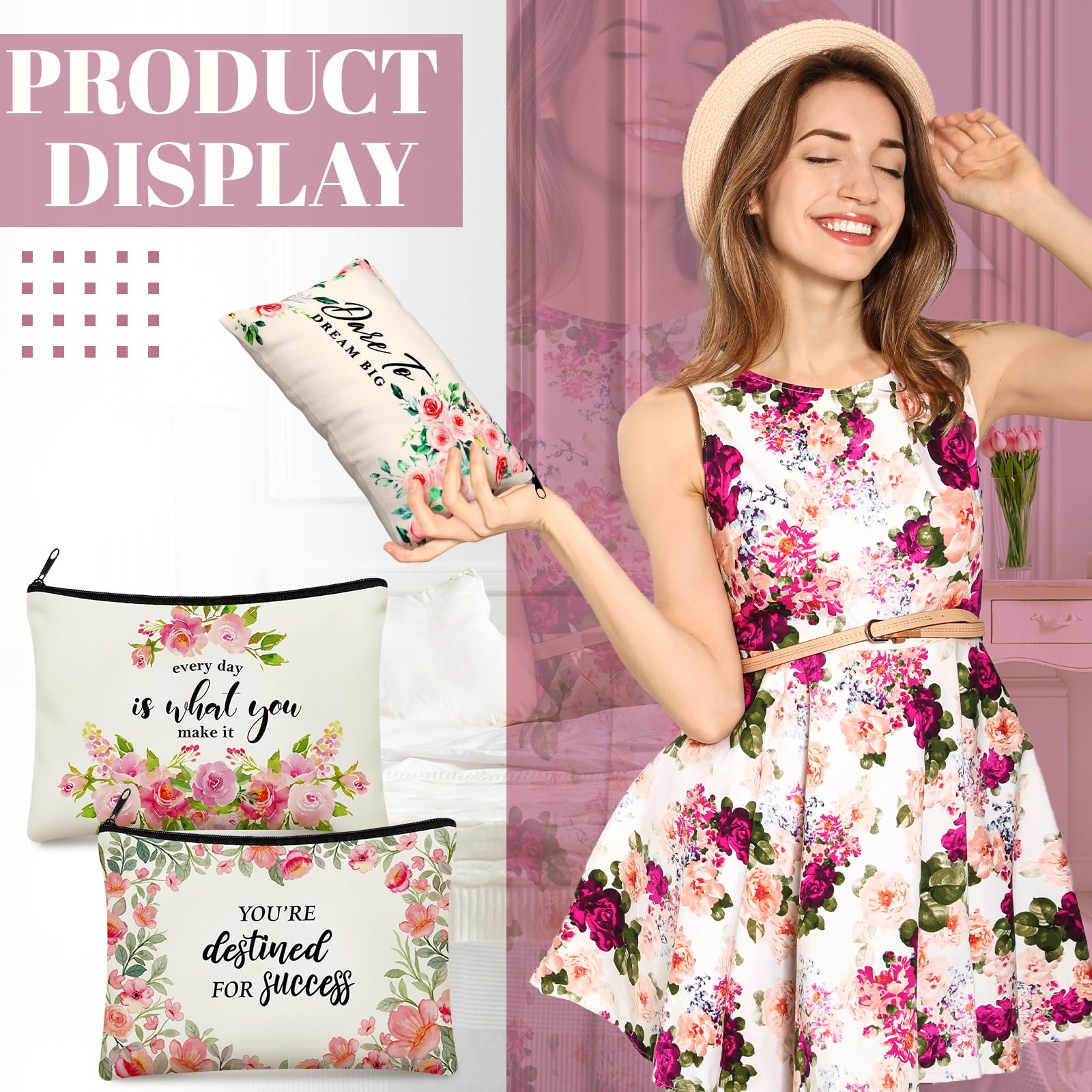 Talltalk inspirational floral pouch suitable for gifting and personal organization