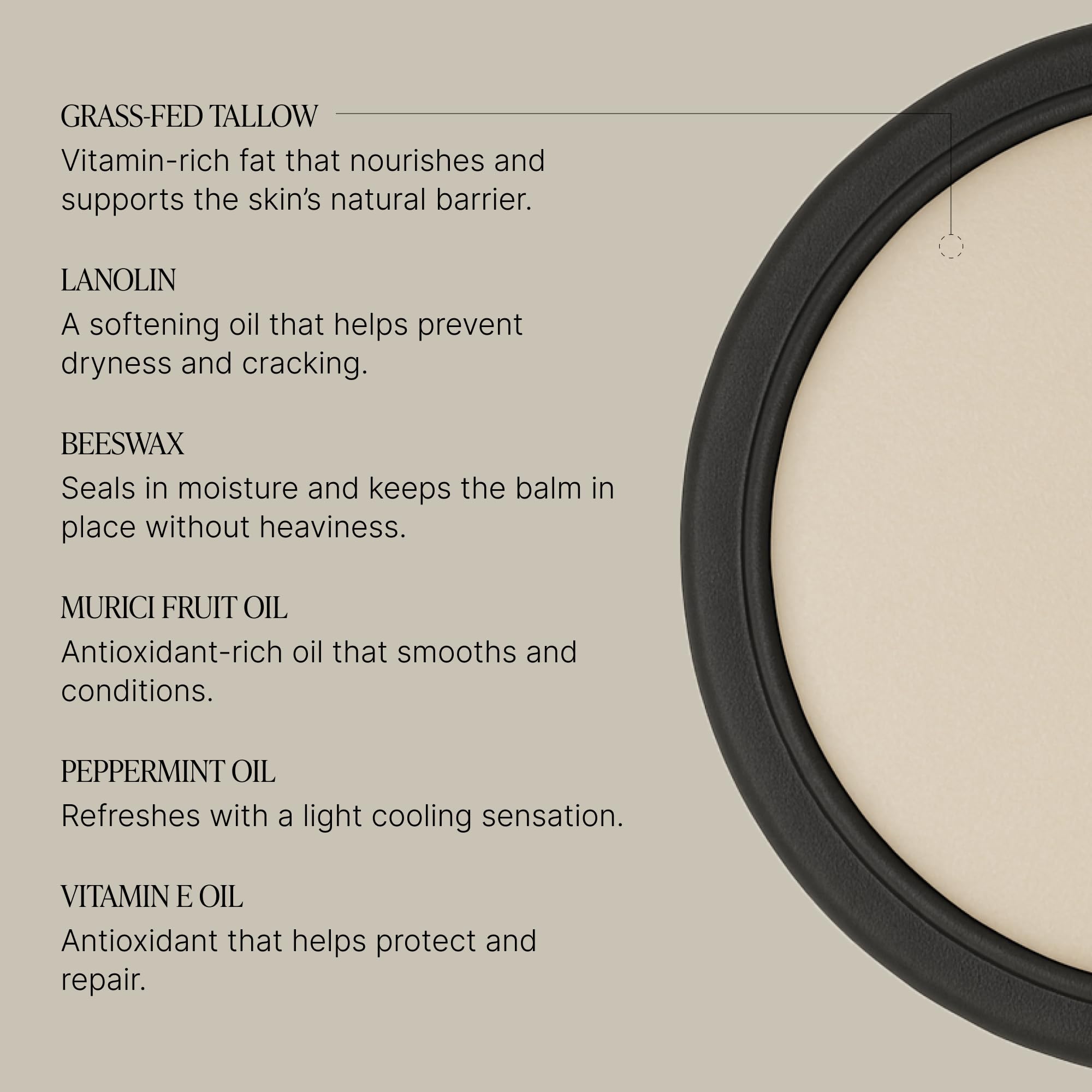 Talova lip balm offers silky, petroleum-free moisture with a clean glide.