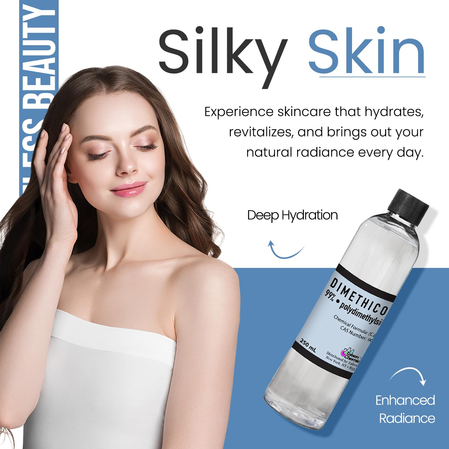 Talsen Chemicals Dimethicone Oil moisturizer-use shot highlights versatile cosmetic role.
