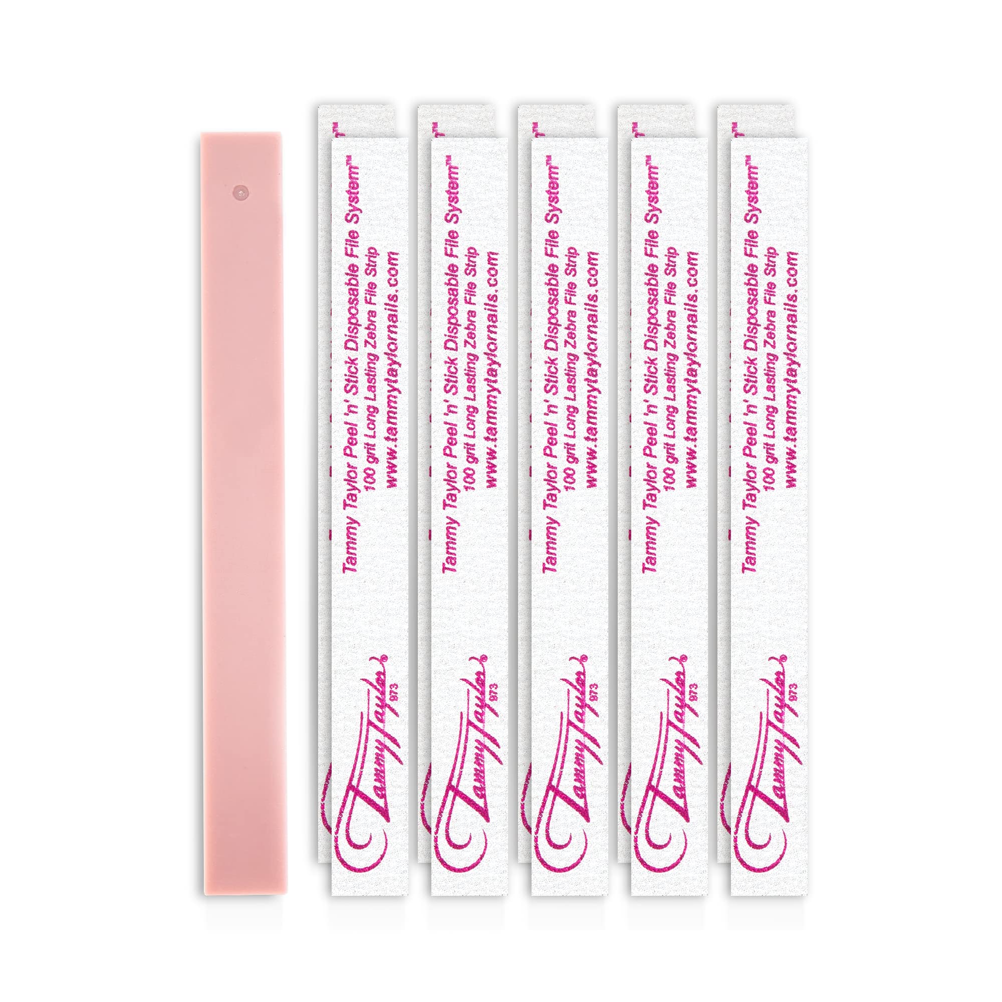 Tammy Taylor 100-grit nail files packaging close-up for professional manicure prep.