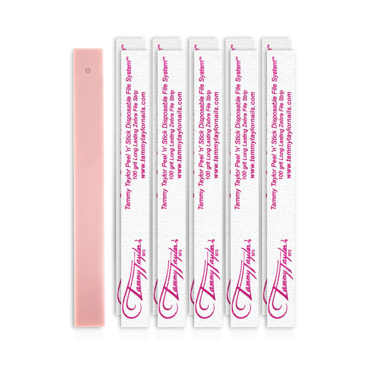 Tammy Taylor 100-grit nail files packaging close-up for professional manicure prep.