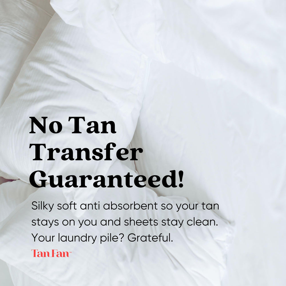 Tan Fan spray-tan-friendly powder inset demonstrates quick setting for night out.