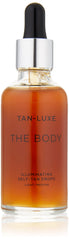 Tan-Luxe The Body Illuminating Drops bottle showing customizable glow for the skin.