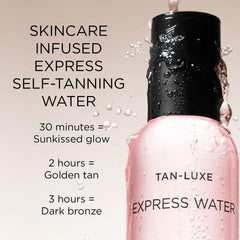 TAN-LUXE Express Water mist application demonstrates easy, even self-tan for natural-looking glow.