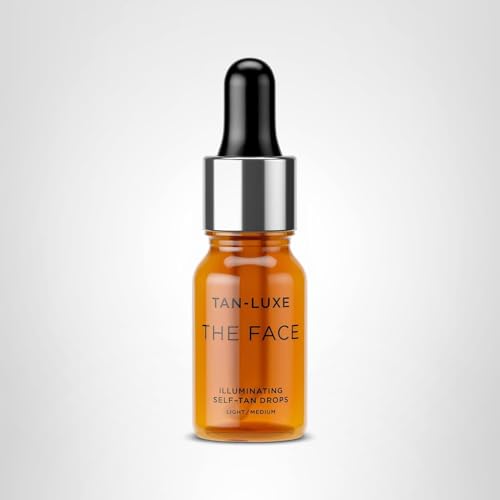 Tan-Luxe The Face Illuminating Self-Tan Drops delivering a natural glow on skin.