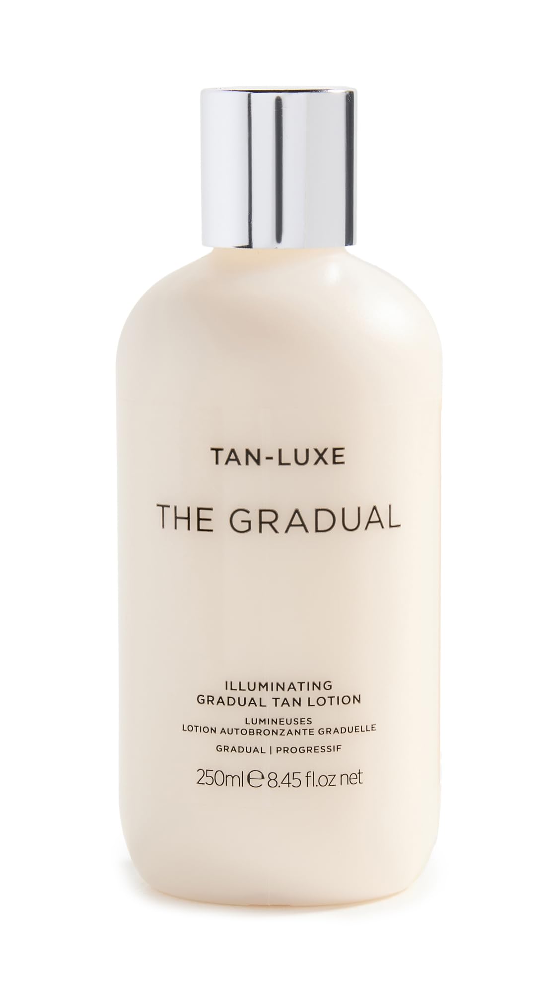 Tan-Luxe The Gradual bottle on a bathroom counter for a buildable daily glow.