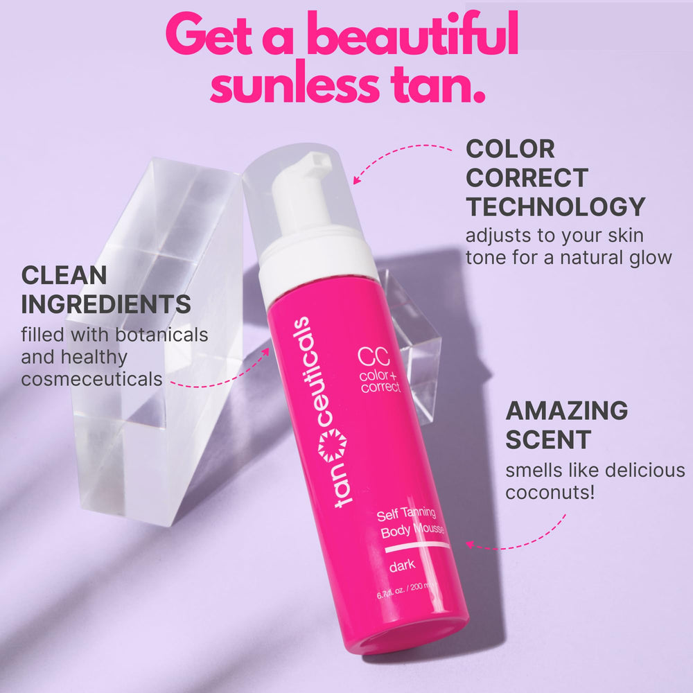 Tanceuticals CC Self Tanning Body Mousse Dark foam dispense for smooth, even color