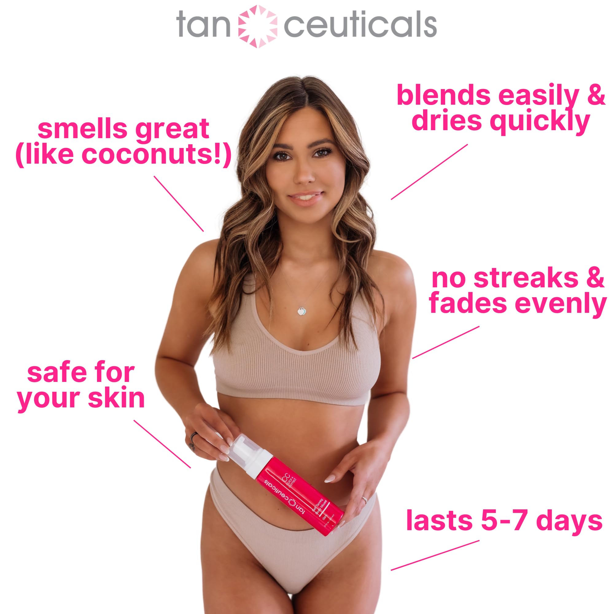 Tanceuticals CC Self Tanning Body Mousse Dark sun-kissed glow captured in natural light