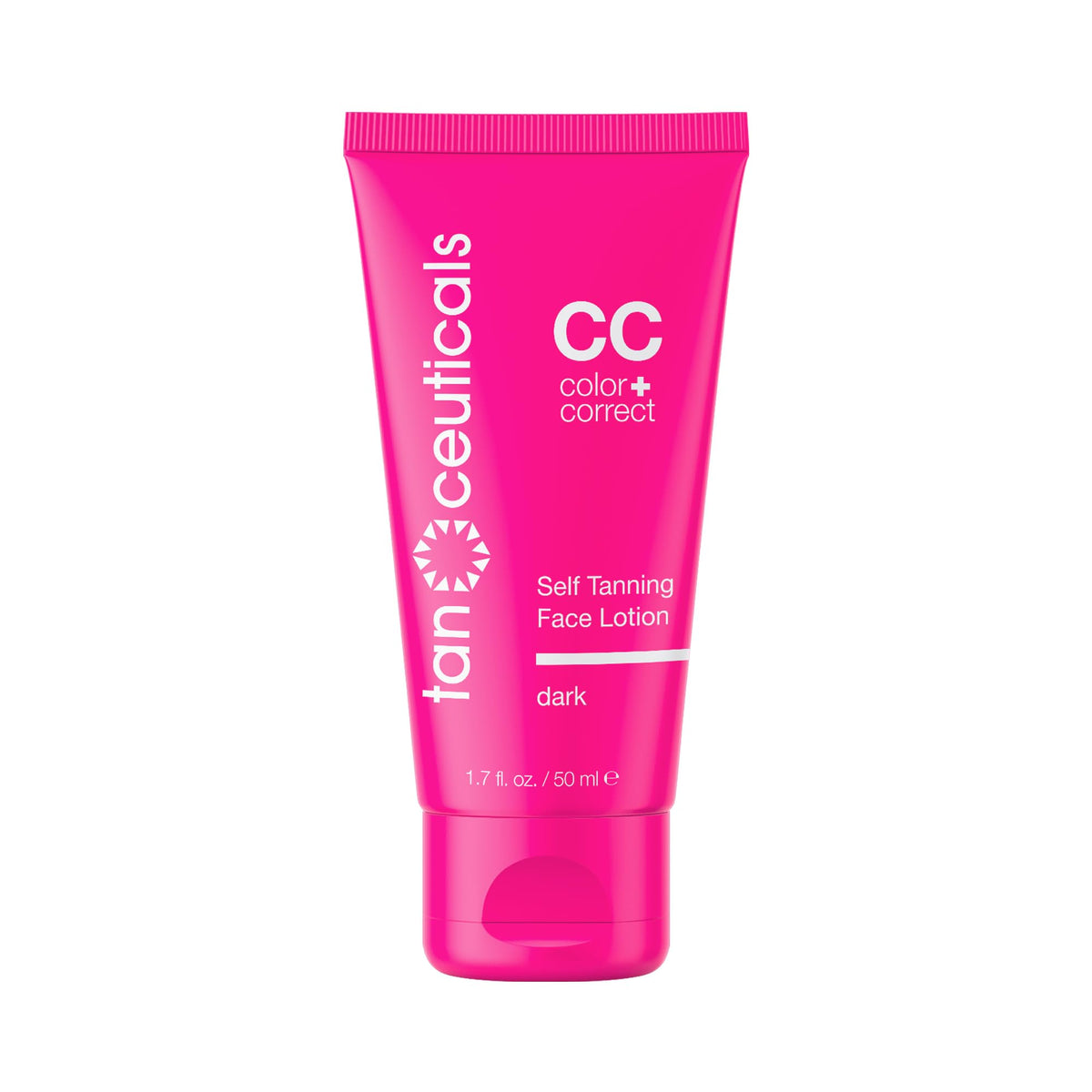 Tanceuticals facial self-tanner face-application shows natural sunless tan and smooth finish.
