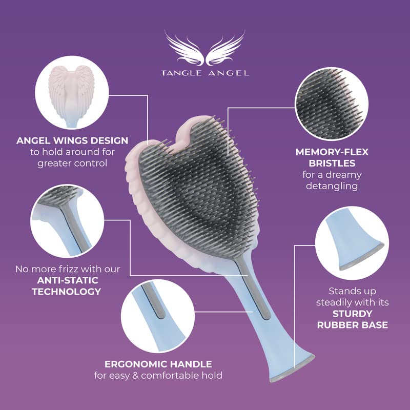Tangle Angel anti-static brush reduces flyaways during brushing.