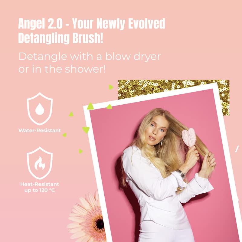 Tangle Angel water-resistant brush for use in shower and wet hair.